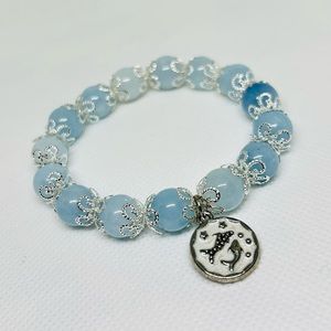 Aquarius Aquamarine Beaded Charm Bracelet